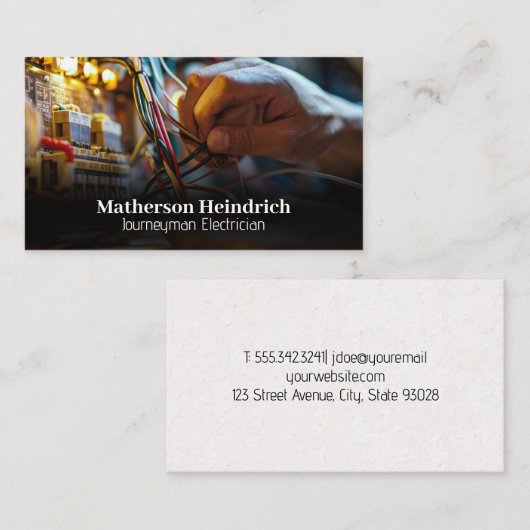 ワイヤを使用する電気技師 名刺 (正面/裏面)