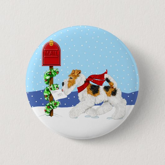 ワイヤキツネクリスマスメール 缶バッジ (正面)