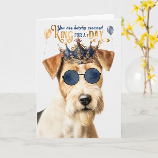 ワイヤキツネテリアキングフォーデイおもしろい誕生日 カード (黄色い花)