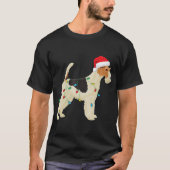 ワイヤキツネテリアクリスマスライトサンタハットドッグXm Tシャツ (正面)