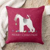 ワイヤキツネテリアシルエットクリスマスデザイン クッション (ブランケット)