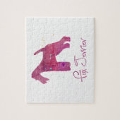 ワイヤキツネテリアシルエット水彩デザイン ジグソーパズル (縦)