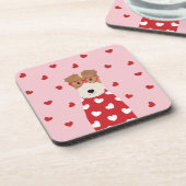 ワイヤキツネテリアドッグハートグラスピンクレッド コースター (左側)