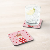 ワイヤキツネテリアドッグハートグラスピンクレッド コースター (右側)