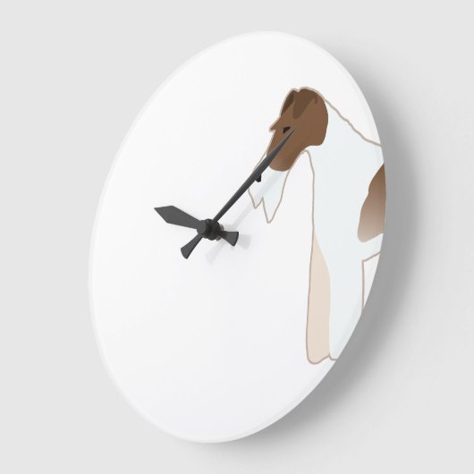 ワイヤキツネテリアドッグブリードイラストレーションシルエット ラージ壁時計 (傾斜)