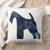 ワイヤキツネテリアブラックウォーターカラーシルエット クッション (ブランケット)