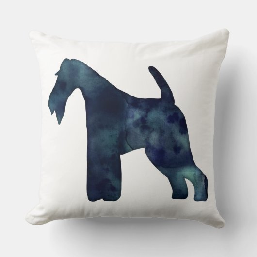 ワイヤキツネテリアブラックウォーターカラーシルエット クッション (正面)