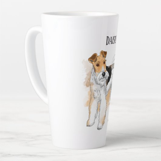 ワイヤパーソナライズされたキツネテリア写真 カフェラテマグ (左アングル)