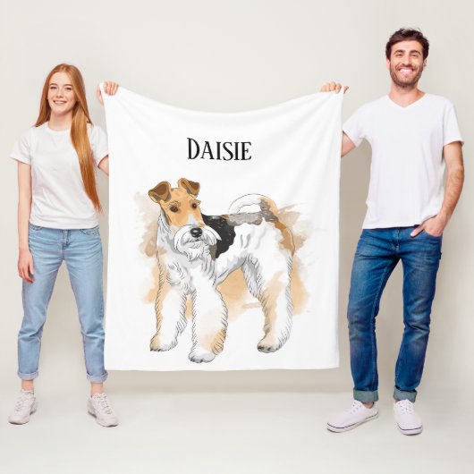 ワイヤパーソナライズされたキツネテリア写真 フリースブランケット (インサイチュ)