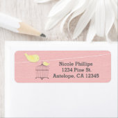 ワイヤピンク色の2羽の黄色い鳥住所 シール (インサイチュ)