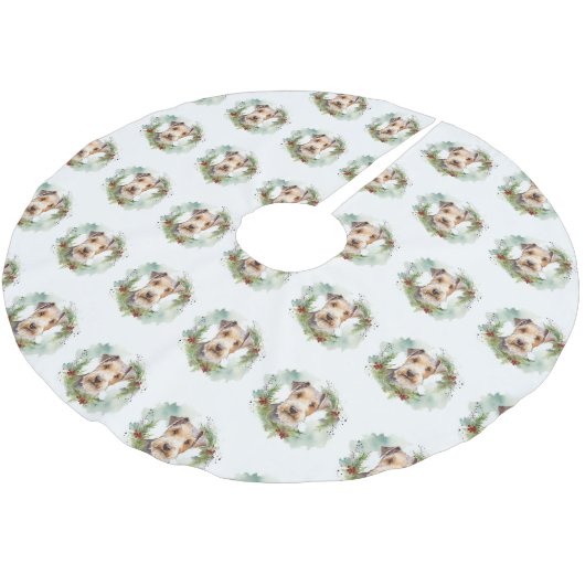 ワイヤフォックステリアクリスマスリースフェスティバルカップ ブラッシュドポリエステルツリースカート (アングル)