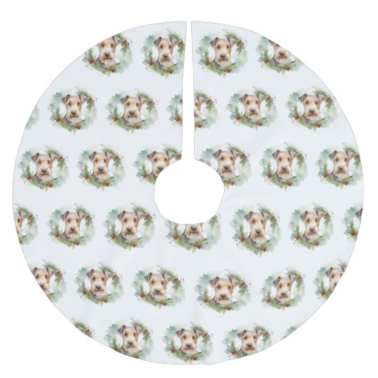 ワイヤフォックステリアクリスマスリースフェスティバルカップ ブラッシュドポリエステルツリースカート (正面)