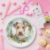 ワイヤフォックステリアクリスマスリースフェスティバルカップ ペーパープレート (パーティー)