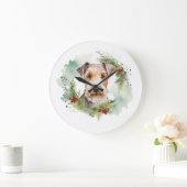 ワイヤフォックステリアクリスマスリースフェスティバルカップ ラージ壁時計 (ホーム)