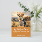 ワイヤヘアキツネテリアイン秋の田舎 インビテーションポストカード (スタンド正面)