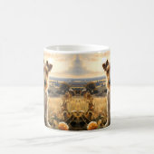 ワイヤヘアキツネテリアイン秋の田舎 コーヒーマグカップ (中央)