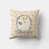 ワイヤヘアキツネテリアドッグポー印刷&フローラ クッション (裏面)