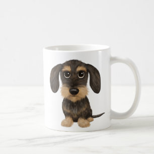 ワイヤヘアドダックスフント かわいい漫画の犬テッケル コーヒーマグカップ