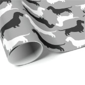 ワイヤヘアードダックシュントのシルエットのパターン ラッピングペーパー (ロールコーナー)