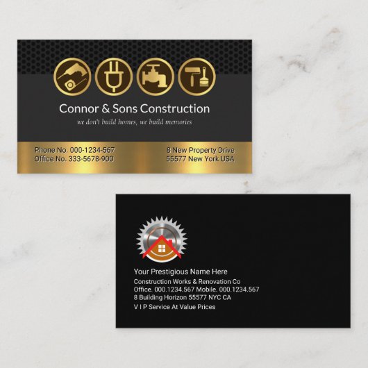 ワイヤメッシュグレー金ゴールド層手利師 名刺 (正面/裏面)