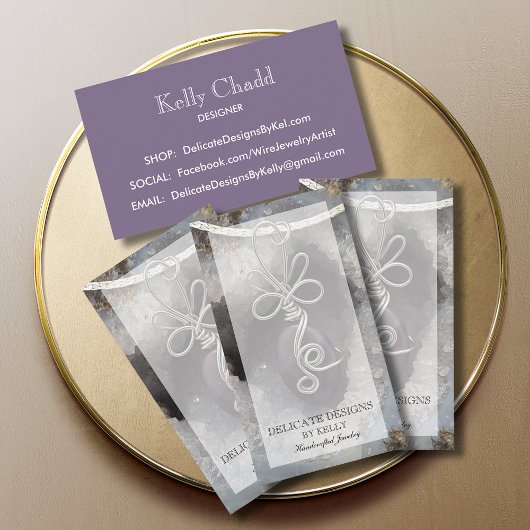 ワイヤラップジュエリーデザイナーネックレス 名刺