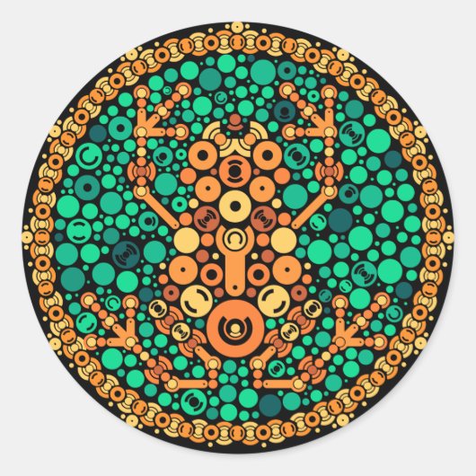 ワイヤレスカエル，色認識テスト，黒 ラウンドシール (正面)