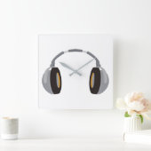 ワイヤレスヘッドフォン スクエア壁時計 (ホーム)