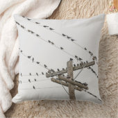 ワイヤーでとまる鳥 クッション (ブランケット)