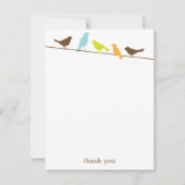 ワイヤーに止まる鳥のフラットサンキューノートカード 招待状 (正面)