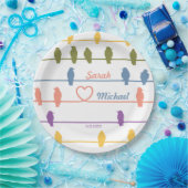 ワイヤーに鳥たち。ロマンティックな彩りを添えて。春の色たち！ ペーパープレート (パーティー)