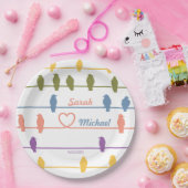 ワイヤーに鳥たち。ロマンティックな彩りを添えて。春の色たち！ ペーパープレート (パーティー)