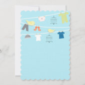 ワイヤーに鳥と服のベビーシャワー招待状 招待状 (裏面)