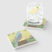 ワイヤーのカラフルな鳥 ストーンコースター (横)