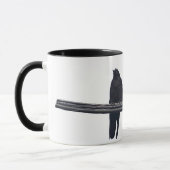 "ワイヤーの上のレイヴンス"鳥類愛好家の野生動物のマグカップ マグカップ (左)