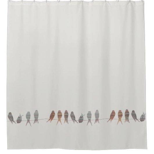 ワイヤーの美しくシンプルでモダンな鳥 シャワーカーテン (正面)