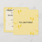 ワイヤーの鳥のベビーシャワー 招待状 (正面/裏面)