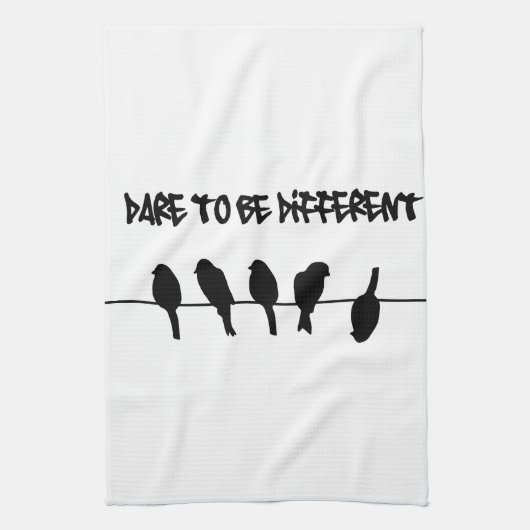 ワイヤーの鳥-異なるがあることを敢えてして下さい キッチンタオル (縦)