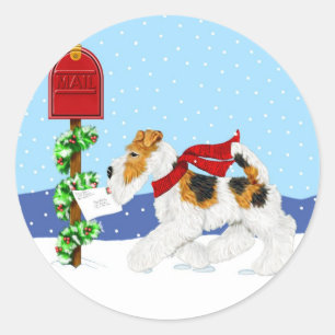 ワイヤーキツネのクリスマス郵便 ラウンドシール