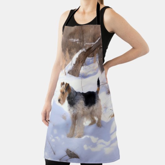 ワイヤーキツネテリアそれを雪のクリスマスに許可 エプロン (インサイチュ)