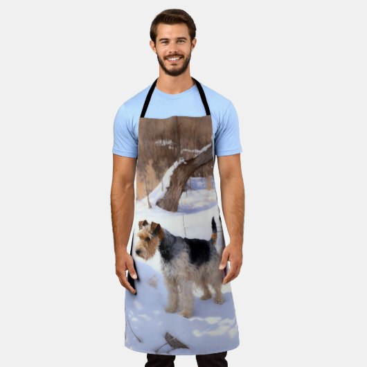 ワイヤーキツネテリアそれを雪のクリスマスに許可 エプロン (着用した状態)