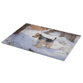 ワイヤーキツネテリアそれを雪のクリスマスに許可 カッティングボード (角)