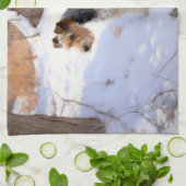 ワイヤーキツネテリアそれを雪のクリスマスに許可 キッチンタオル (折り畳み)