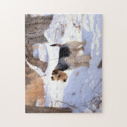 ワイヤーキツネテリアそれを雪のクリスマスに許可 ジグソーパズル (縦)