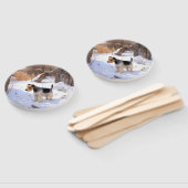 ワイヤーキツネテリアそれを雪のクリスマスに許可 ハンドファン (組立なし)