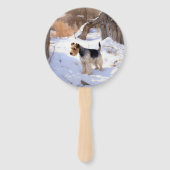 ワイヤーキツネテリアそれを雪のクリスマスに許可 ハンドファン (正面)