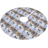 ワイヤーキツネテリアそれを雪のクリスマスに許可 ブラッシュドポリエステルツリースカート (アングル)