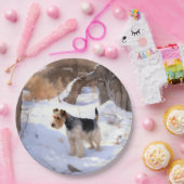 ワイヤーキツネテリアそれを雪のクリスマスに許可 ペーパープレート (パーティー)