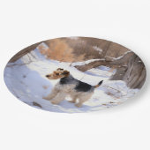 ワイヤーキツネテリアそれを雪のクリスマスに許可 ペーパープレート (アングル)