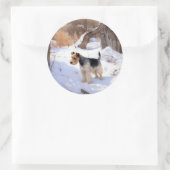 ワイヤーキツネテリアそれを雪のクリスマスに許可 ラウンドシール (バッグ)