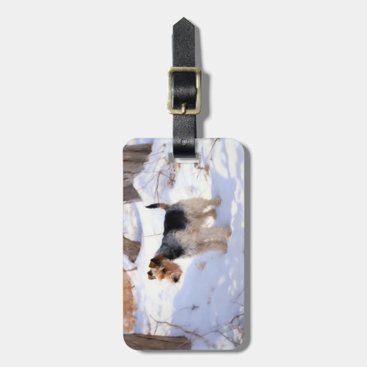 ワイヤーキツネテリアそれを雪のクリスマスに許可 ラゲッジタグ (正面縦)